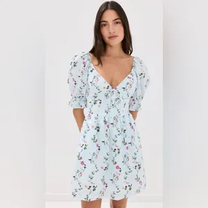SOLD OUT Hill House Home The Ophelia Mini Dress in Pond Floral Size XS thumbnail 3