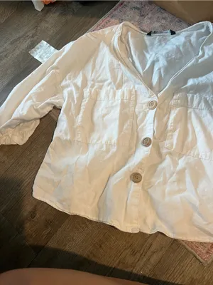 Zara small white top button down thumbnail 5