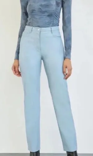 Wilfred Aritzia Melina Light Blue Vegan Leather Pants Straight Leg Size 2 thumbnail 1
