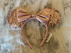 Disney Parks Rose Gold Sparkle Minnie Mouse Ears thumbnail 2