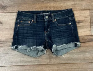 AMERICAN EAGLE Casual Vintage 2000s Y2k Low-rise Jean Short Shorts | Size 2 thumbnail 1