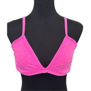 NWT (C4)?SKIMS Outdoor Rhinestones Skimpy Triangle Bralette In Taffy Pink 4x thumbnail 2