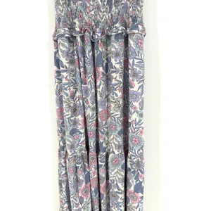 Petal + Pup Maxi Dress Floral Smocked Tiered 2 Blue Pink Boho Cottagecore thumbnail 3