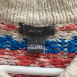 Aerie Fair Isle Sweater Women’s Large Cream Nordic Knit Cozy Winter Pullover thumbnail 4