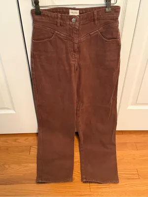 Aritzia Wilfred Free Straight Leg Western Yoke Jeans in Brown thumbnail 2