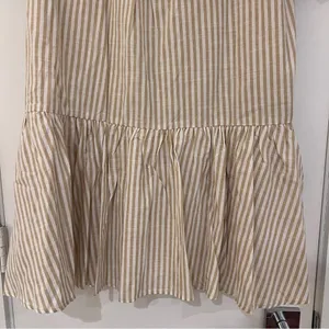 In the Beginning Tan and White Stripped Mini Cotton Dress Marissa Button Down thumbnail 11