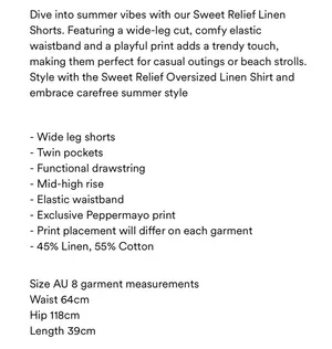Peppermayo Sweet Relief Banchetto Linen Shorts thumbnail 2