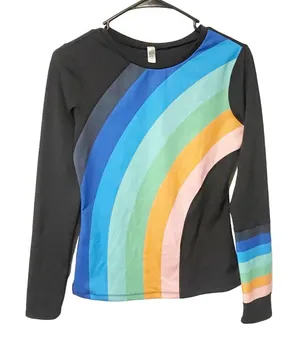 Free People Movement Size Small Rainbow Runner Shirt‎ Navy Athletic thumbnail 1