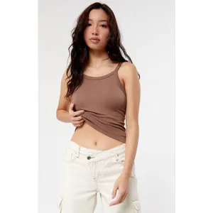 5/$35 PacSun Contour Womens Tank Top Sz M Brown Seamless‎ Longline thumbnail 3