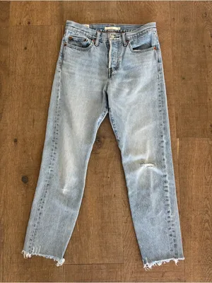 levi’s wedgie straight leg jeans raw hem button fly thumbnail 1