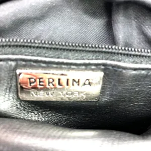 Perlina New York Soft Black Leather Shoulder Bag Purse Medium Credit Cards Zip thumbnail 5