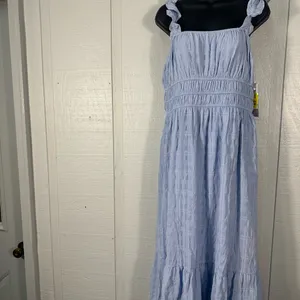Kingston Grey Women’s Boho Blue Tiered Flutter Sleeve Maxi Dress SZ XL NWT thumbnail 2