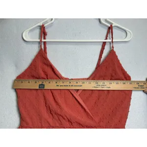 Francesca's Trixxi Womens Coral Swiss Dot Tired Mini Dress Spaghetti straps Sz M thumbnail 12