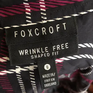Foxcroft Black red plaid button-up shirt office siren core long sleeve #goth #grunge #Whimsygoth Measurements in pics thumbnail 3
