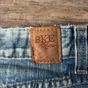 Y2K Buckle Denim Mini Skirt Sz 30 Low Rise Distressed Festival Indie Sleaze ♠️ thumbnail 3