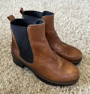 Anthropologie Stompy Chelsea Ankle Pull On Brown‎ Leather Boots Size 37/US6.5-7 thumbnail 1