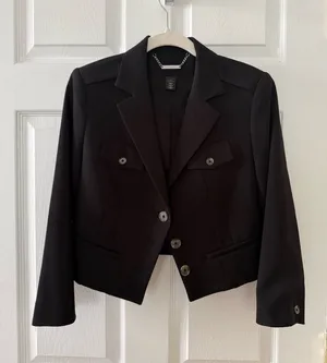 White House Black Market Cropped Black Blazer thumbnail 1