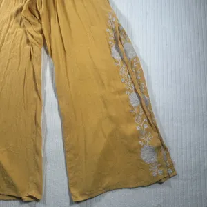 American Eagle Jumpsuit Small Yellow Embroidered Halter Wide Leg Boho Summer thumbnail 5