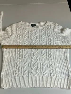 Lauren Ralph Lauren Cable Knit Soft Cotton Blend Chunky Open Knit Sweater Size L thumbnail 5