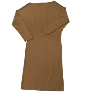 Banana Republic Camel Brown Boat Neck Ribbed Knit Midi Sweater Dress NWT Size L thumbnail 5