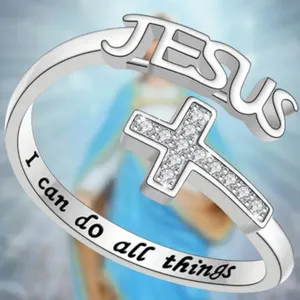 Stainless Steel Silver Engraved Ring “I can do all things” Adjustable Ring S 7-9 thumbnail 7