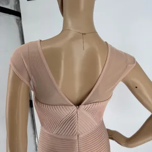 Calvin Klein‎ Womens Pink Ribbed Mesh V-Neck Cocktail Bandage Dress Size 2 thumbnail 11