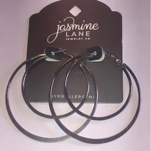 Jasmine Lane Gunmetal Dark Metal Huge Boho Hoop Earrings thumbnail 1