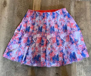 Kyodan Pink & Blue Floral Pleated Golf Skirt XS High Rise thumbnail 1