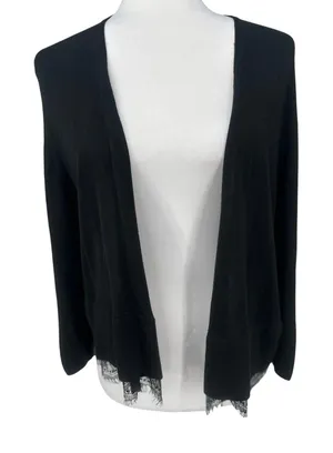 Tommy Hilfiger‎ Cardigan Sweater Women XL Black Lace Career Lightweight Casual thumbnail 1