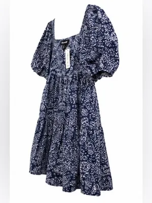 NWT Madewell Paisley Garden puff sleeve babydoll dress size 8 thumbnail 2