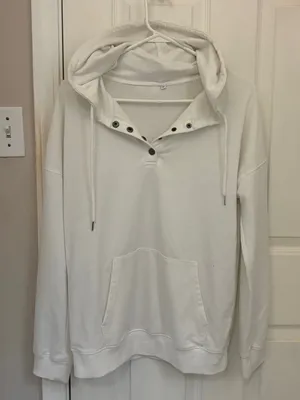Amazon Brand Pullover Snap Button Hoodie in White thumbnail 3