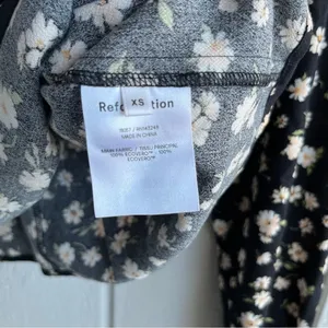 Reformation Ecovero‎ Black Floral Long Sleeve Theodora Top Blouse Size XS thumbnail 8