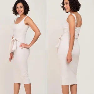Lena Ribbed Bodycon Tie Waist Midi Tank Dress Sz S 💚🎀 thumbnail 12