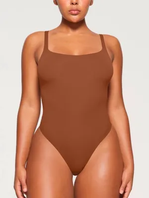 NEW Skims Fits Everybody Square Neck Bodysuit Large Bronze thumbnail 1