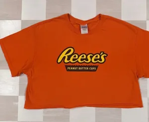 Gildan vintage 90s reese’s peanut butter cups cropped graphic tee orange thumbnail 1