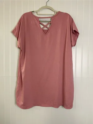 Tuff Athletics Dusty Rose Crisscross Back Top Size XXL thumbnail 2