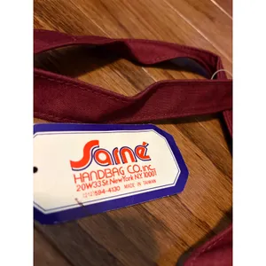 American‎ Eagles Tote Bag Vintage 90s Burgundy Canvas Wood Buckle NWT OS Retro thumbnail 5