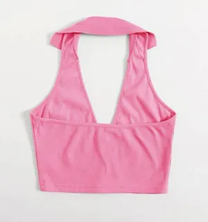 Pink Collared Halter Top thumbnail 2