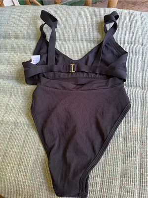 NWOT L*Space Gemma Frenchi bikini set black ribbed extra small thumbnail 4