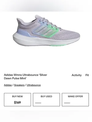 Adidas Ultra Bounce Women's Running Shoes Size 7 Silver Dawn Pulse Mint thumbnail 2