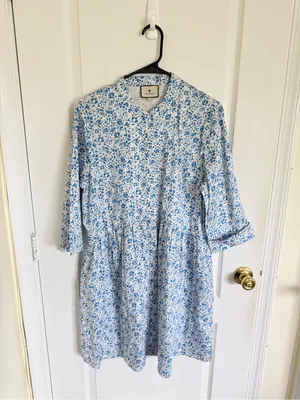 Tuckernuck Royal Shirt Dress in Blue Floral thumbnail 2