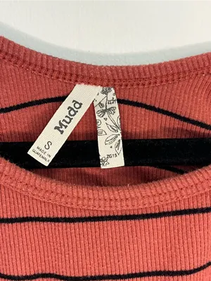 90s Y2K Grunge Mudd Striped Rust Ribbed Halter Bodycon Mini Dress Size Small thumbnail 3