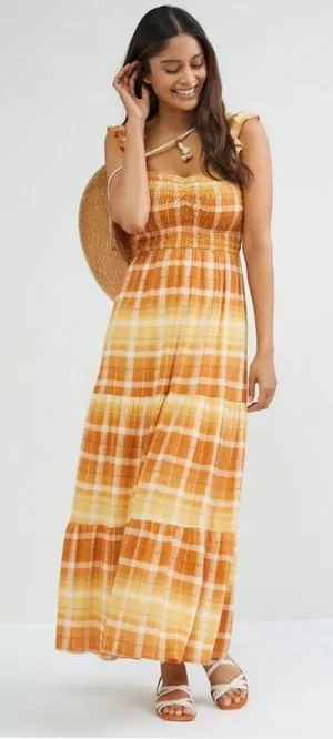Anthropologie EN ELLY Ruffled Maxi Dress Size M thumbnail 1