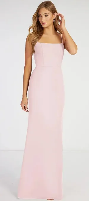 Azazie NWY TAYLA Sheath Square Neckline Chiffon Floor-Length Blushing Pink Sz A4 thumbnail 1