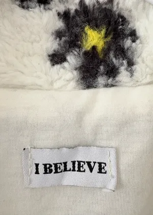 I Believe Women’s 2XL White/Black/Yellow Floral Sherpa Full Zip Jacket thumbnail 3