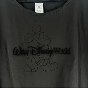 Disney Mickey Mouse Dark Charcoal Gray Minimalistic Cuffed ‎ Short Sleeve Tee thumbnail 2