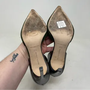 Manolo Blahnik D’orsey green suede and silver leather 2 tone heels 100mm sz 37.5 thumbnail 7