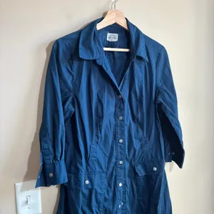 Converse One Star Shirt Dress L Teal Blue Womens Utility Snap Front Cotton thumbnail 2