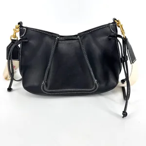 Zara Faux‎ Leather Pleated Crossbody Bag Black with Canvas Strap Black thumbnail 4