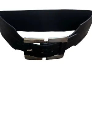 White House | Black Market Black Croc-Embossed Stretch Waist Belt with Silver Buckle thumbnail 5